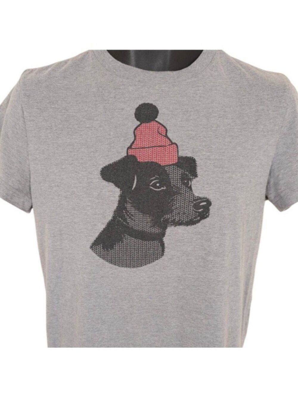 Dog In A Hat T Shirt Mens Size Small Gray Terrier Beanie Toque